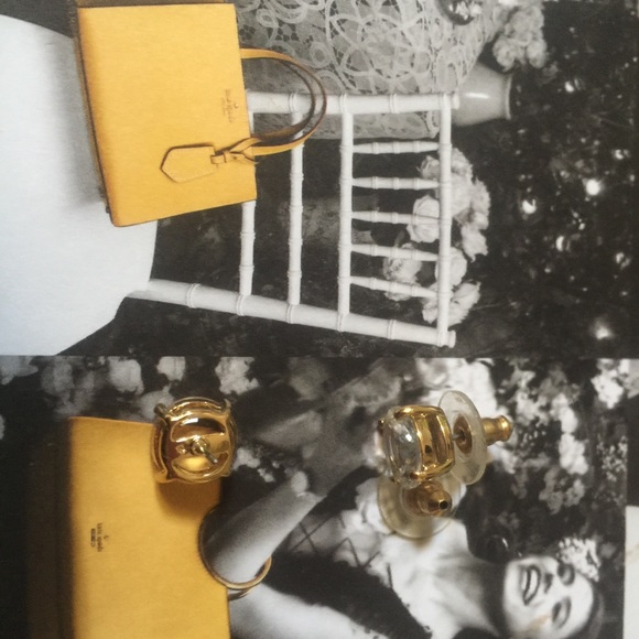 Kate Spade authentic clear stud earrings LG size - Picture 4 of 4